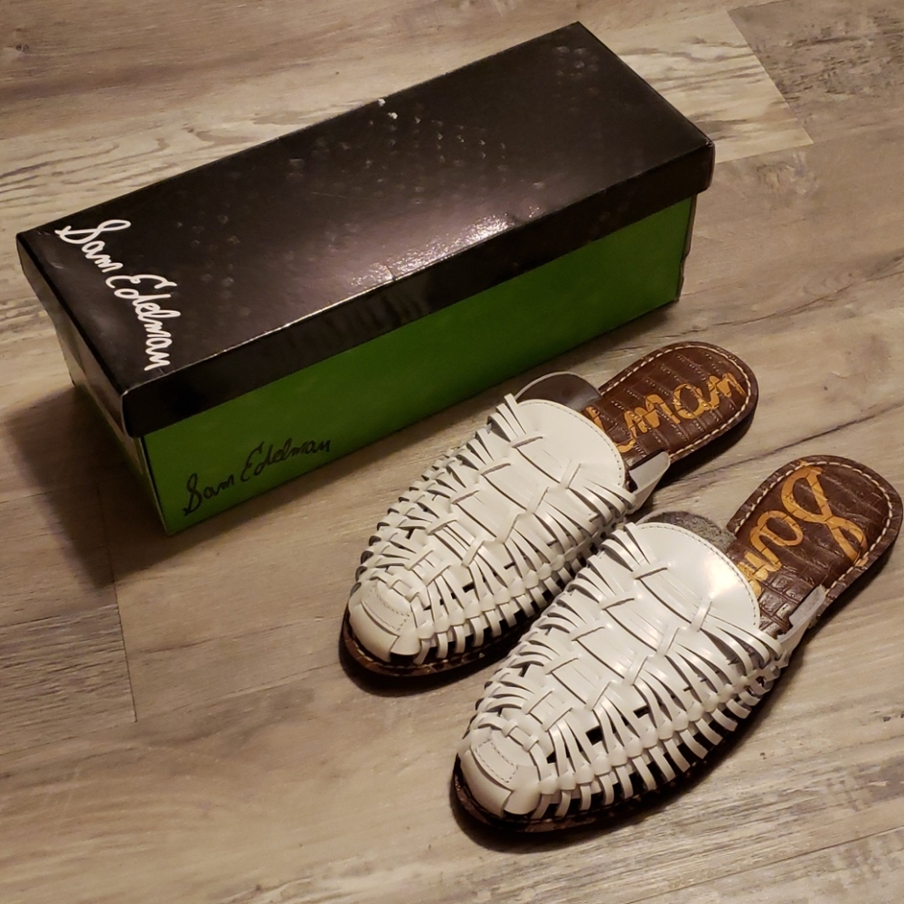 Sam Edelman white leather mules